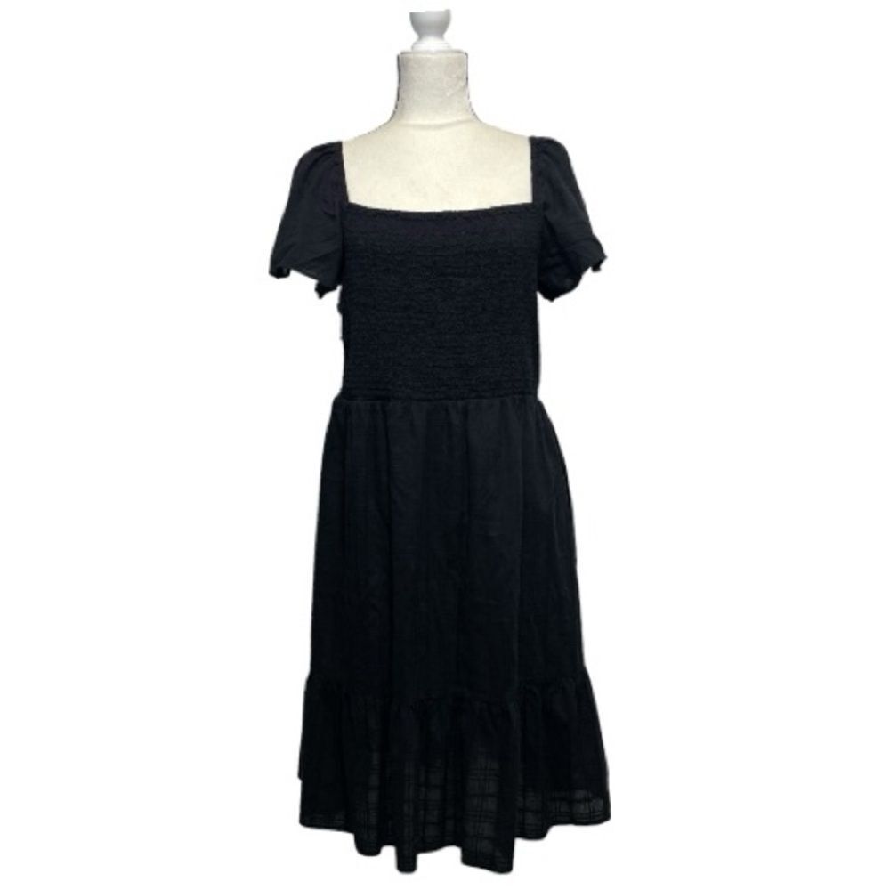 GAP Black Puff Sleeve Midi Dress Size Large